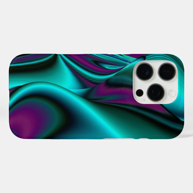 Funda iPhone 16 Pro Resumen futurista arte arte arcoiris metálico en 3 (Reverso (Horizontal))