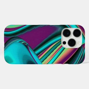 Funda iPhone 16 Pro Resumen futurista arte arte arcoiris metálico en 3