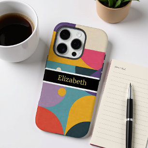 Funda iPhone 16 Pro Resumen moderno Nombre personalizado geométrico