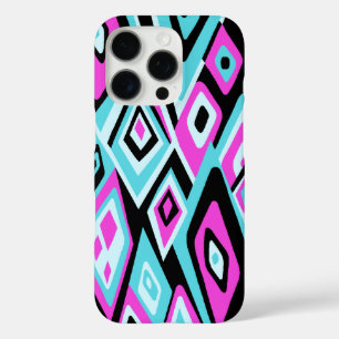Funda iPhone 16 Pro Resumen retro lejano Psicodelia Turquesa