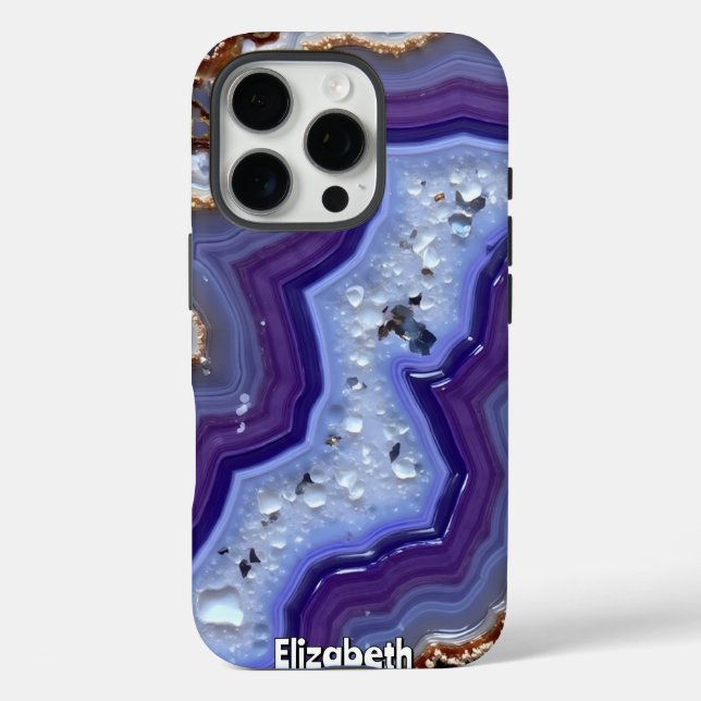 Funda iPhone 16 Pro Resumen undulante púrpura y azul (Reverso )