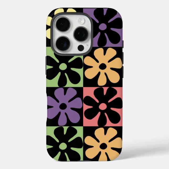 Funda iPhone 16 Pro Retro Daisies de los años 1970 (Reverso )