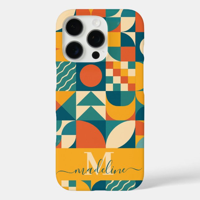 Funda iPhone 16 Pro Retro Geométrico Personalizado (Reverso )