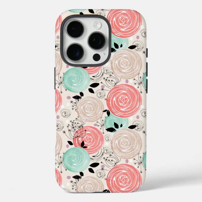 Funda iPhone 16 Pro Retro, rosas (Reverso )
