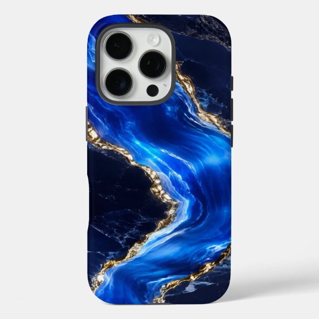 Funda iPhone 16 Pro Río de Mármol Zafiro de Lujo (Reverso )