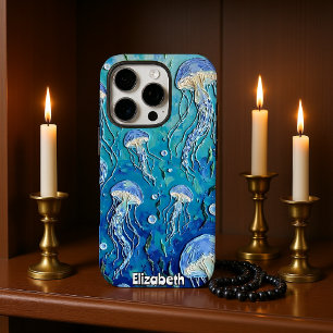 Funda iPhone 16 Pro Ritmos oceánicos: medusas de deriva