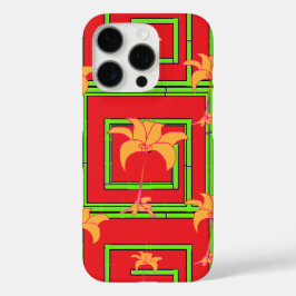 Funda iPhone 16 Pro Rojo Geo Floral