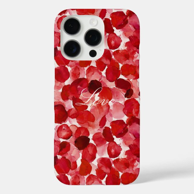Funda iPhone 16 Pro Romántico Rojo Pétalos Floral (Reverso )