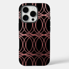 Funda iPhone 16 Pro Rosa Círculo de oro Trellis5 sobre negro