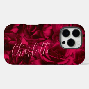 Funda iPhone 16 Pro Rosas Oscuro Nombre Personalizado Malhumorado