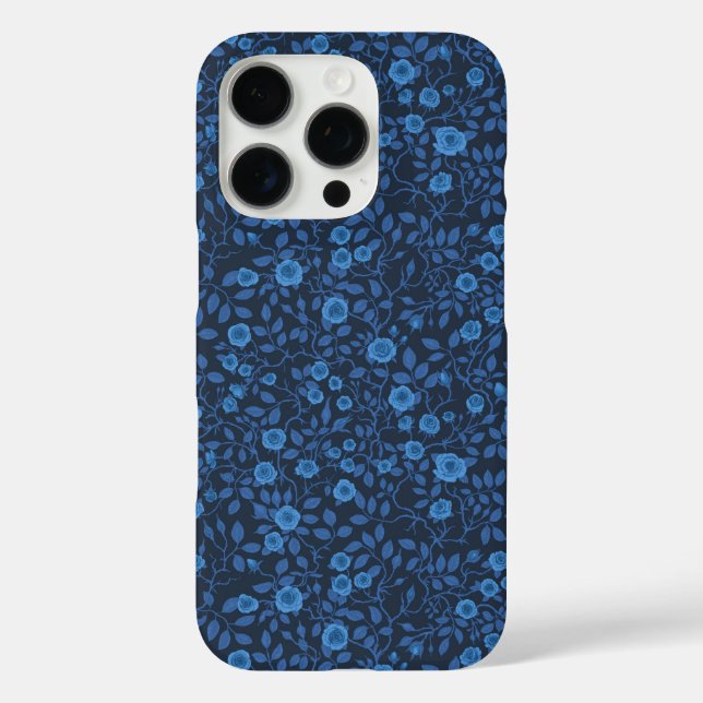 Funda iPhone 16 Pro Rosas salvajes de azul (Reverso )