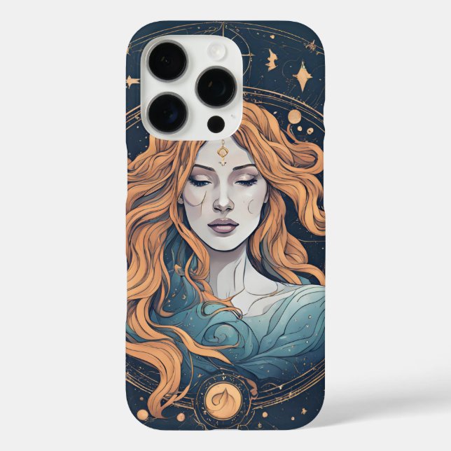 Funda iPhone 16 Pro Rótulo celeste Aquarius Zodiac (Reverso )
