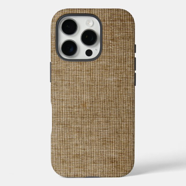 Funda iPhone 16 Pro  Rustic Burlap Nature – Farmhouse Organic Texture  (Reverso )