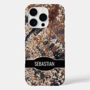 Funda iPhone 16 Pro Rusty Rústico Metalizado Resumen Textura Nombre pe