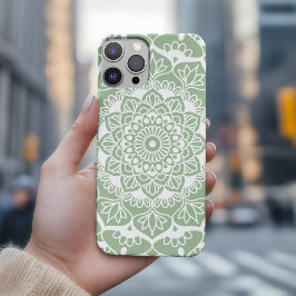 Funda iPhone 16 Pro Sage Green Mandala Boho Moda
