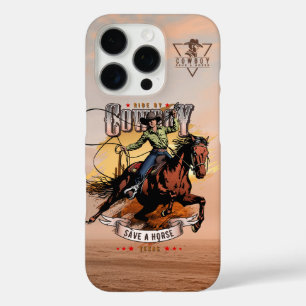 Funda iPhone 16 Pro Salva un caballo; Monta a un vaquero