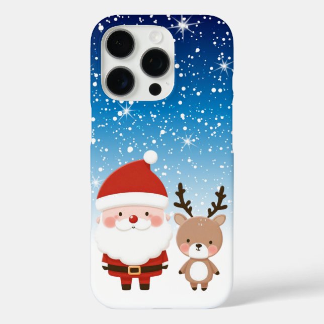 Funda iPhone 16 Pro Santa y reno Navidades (Reverso )