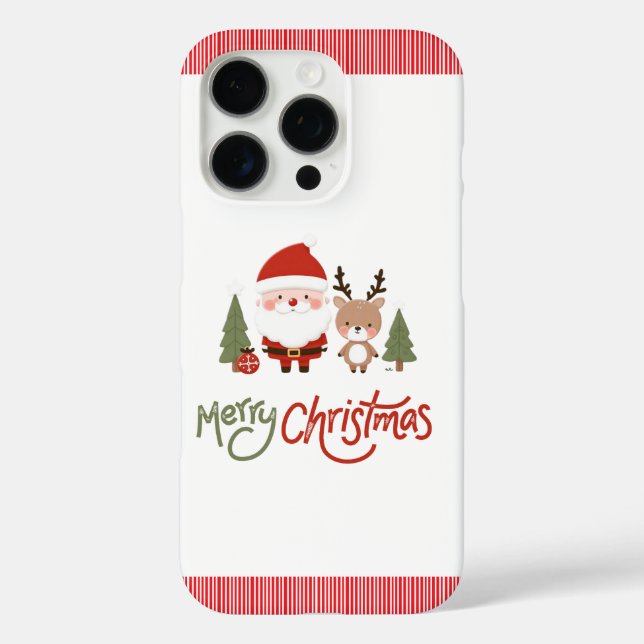 Funda iPhone 16 Pro Santa y reno Navidades (Reverso )