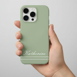 Funda iPhone 16 Pro Script Name Minimalist Green Eucalyptus