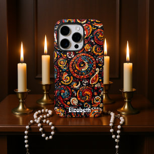 Funda iPhone 16 Pro Sillas rojas y doradas texturizadas