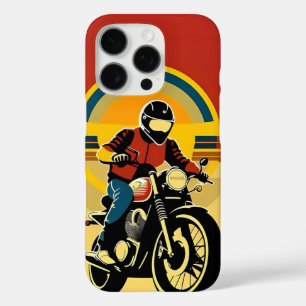 Funda iPhone 16 Pro Silueta de motociclista retro