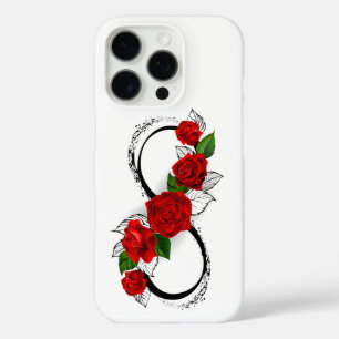 Funda iPhone 16 Pro Símbolo infinito con rosas rojas