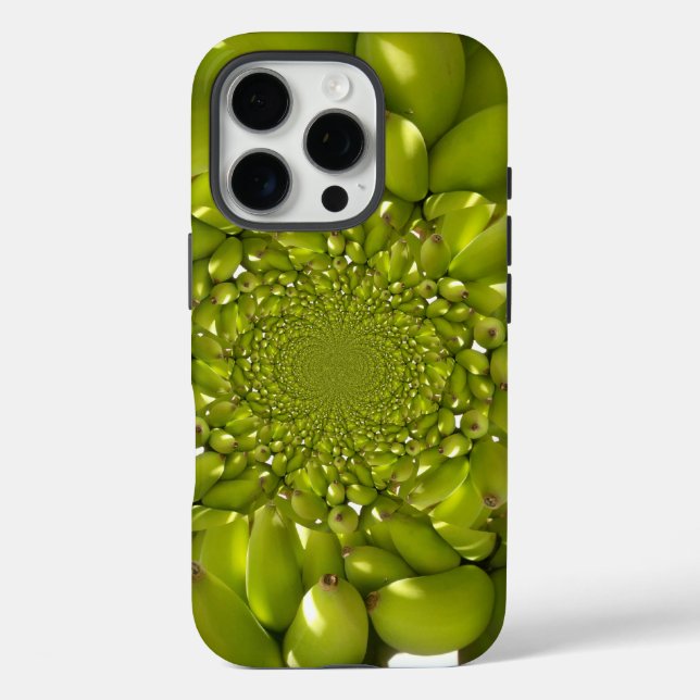 Funda iPhone 16 Pro Simetría Tropical | Kaleidoscopio de Plátano Verde (Reverso )