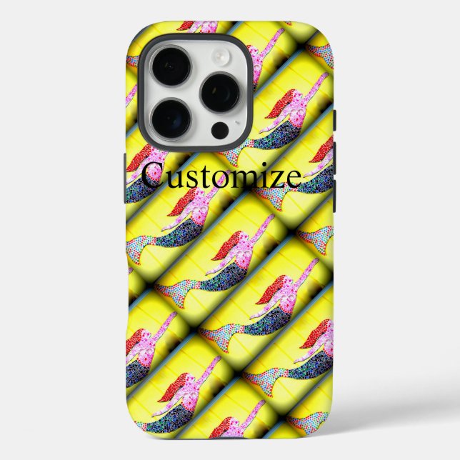 Funda iPhone 16 Pro sirenas mosaico rosa emergiendo (Reverso )
