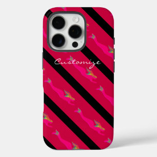 Funda iPhone 16 Pro sirenas rosadas ascendentes rojas