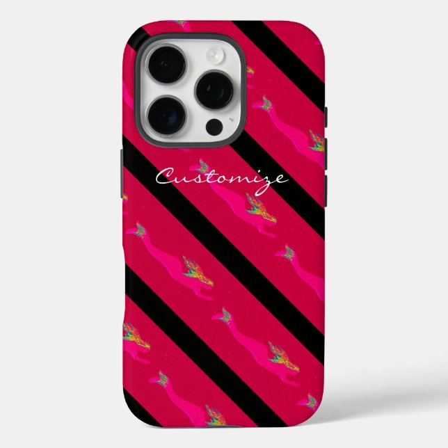Funda iPhone 16 Pro sirenas rosadas ascendentes rojas (Reverso )