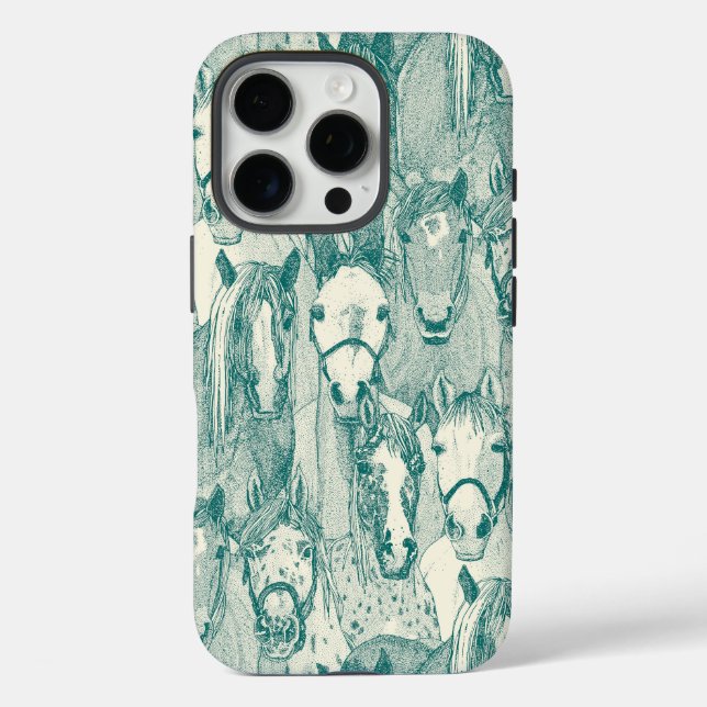 Funda iPhone 16 Pro solo caballos viridian pearl (Reverso )