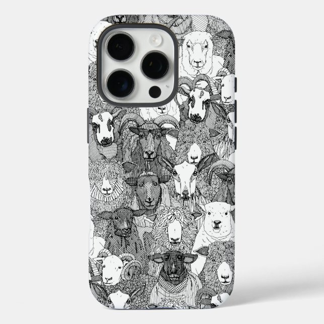 Funda iPhone 16 Pro solo ovejas negras blancas (Reverso )