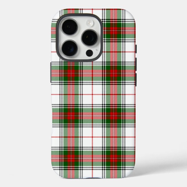 Funda iPhone 16 Pro Stuart / Stewart tartan blanco rojo platillo verde (Reverso )