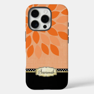 Funda iPhone 16 Pro Su nombre o Naranja de presupuesto Coral Black Gol