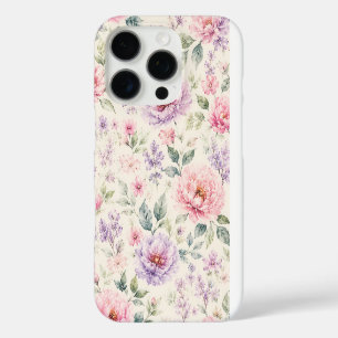 Funda iPhone 16 Pro Suave Peonía Floral Acuarela