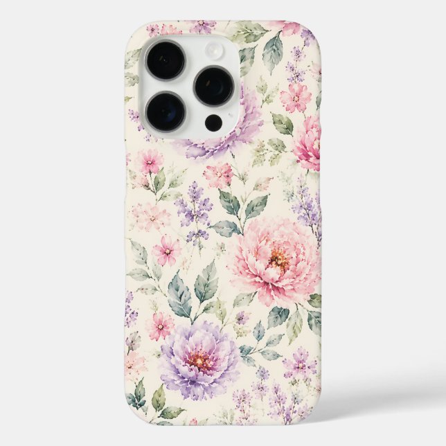 Funda iPhone 16 Pro Suave Peonía Floral Acuarela (Reverso )