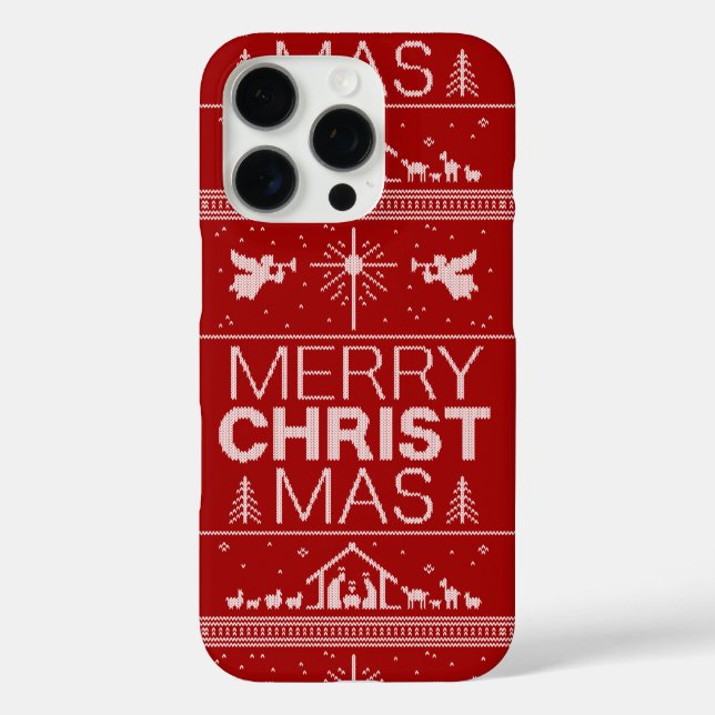 Funda iPhone 16 Pro Sudadera navidad fea dulce natividad religiosa (Reverso )