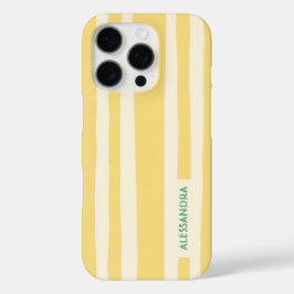 Funda iPhone 16 Pro Summer Chic Retro Yellow Stripes Personalized