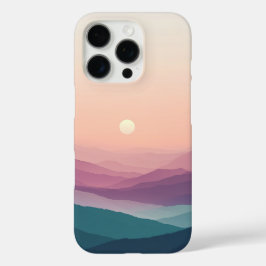 Funda iPhone 16 Pro Sunset Pastel Dreamy sobre Montañas Azules Minimal