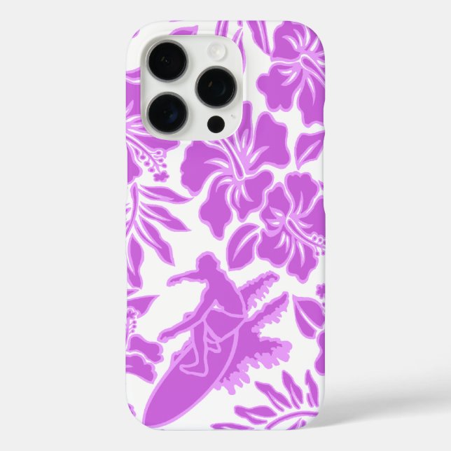 Funda iPhone 16 Pro Surf Pareau Hawaiano Hibiscus Surfing Pink (Reverso )