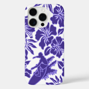 Funda iPhone 16 Pro Surf Pareau Hawaiano Hibiscus Surfing Purple