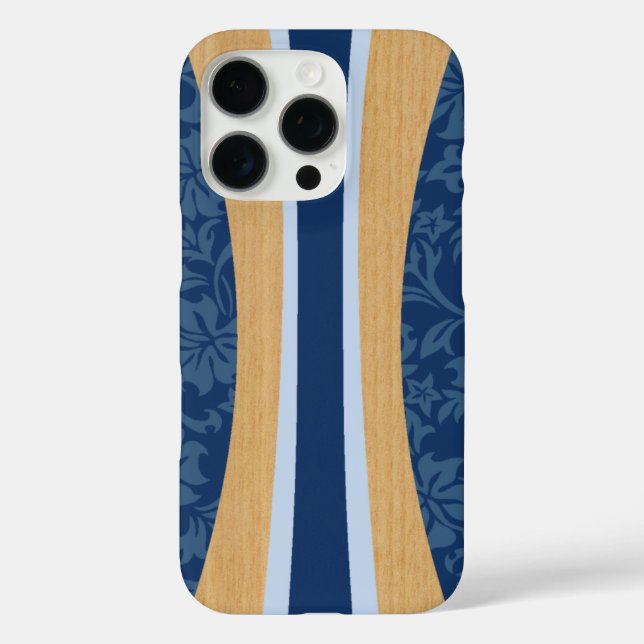 Funda iPhone 16 Pro Surfboard de imitación de madera de Faux de Hawaii (Reverso )