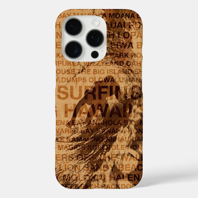 Funda iPhone 16 Pro Surfing Hawaii Green Room Faux Wood Surfer (Reverso )