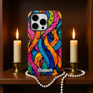 Funda iPhone 16 Pro Swirls florales naranja y rosa