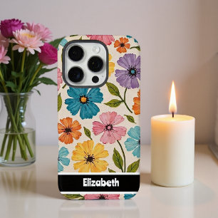 Funda iPhone 16 Pro Tapa del teléfono floral de color personalizable