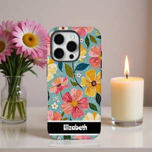 Funda iPhone 16 Pro Tapa del teléfono floral pintada en personalizable