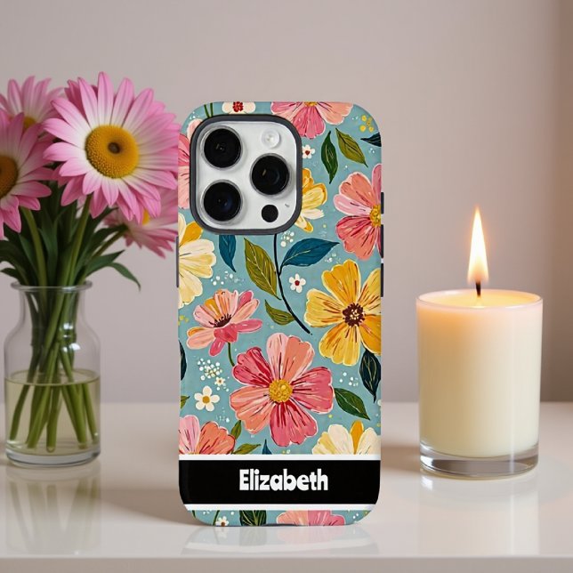 Funda iPhone 16 Pro Tapa del teléfono floral pintada en personalizable (Subido por el creador)