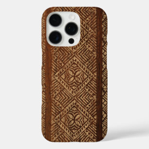 Funda iPhone 16 Pro Tapa hawaiano samoano Faux Wood Surfboard 