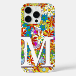 Funda iPhone 16 Pro Teléfono con patrón floral monograma personalizado