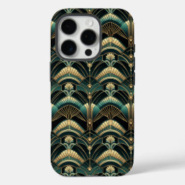 Funda iPhone 16 Pro Tema del Art Deco Esmeralda y Oro